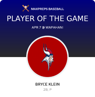 #4 Bryce Klein Player of the Game badge