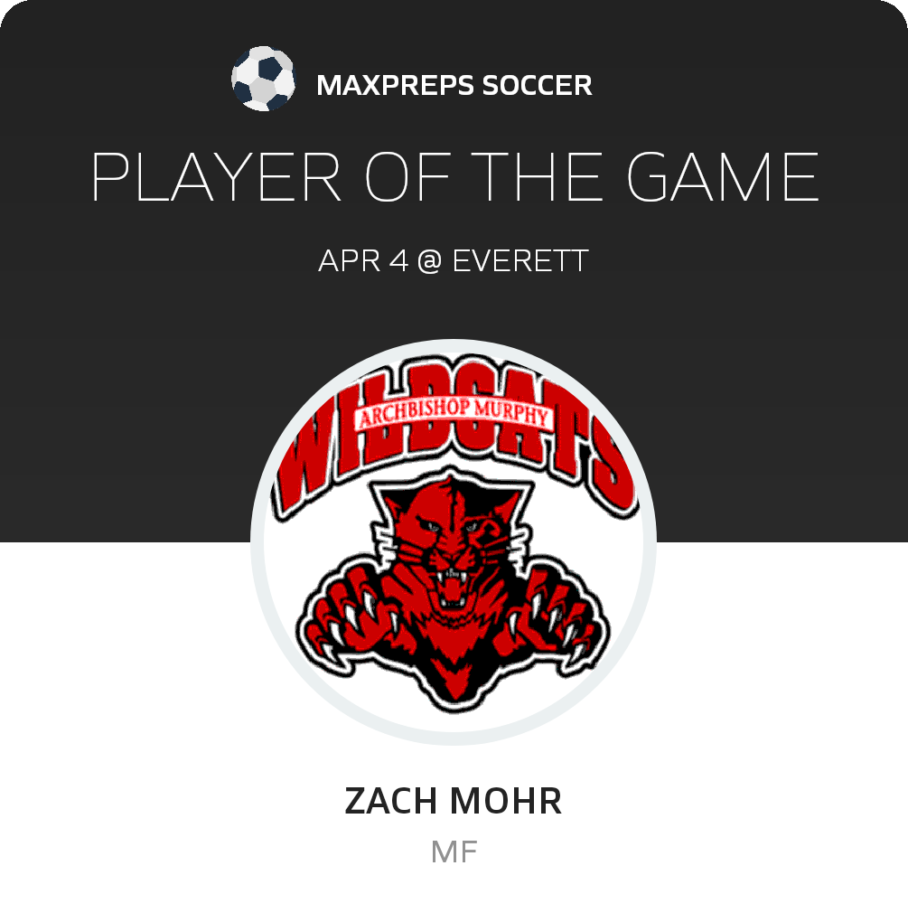 #9 Zach Mohr Player of the Game badge
