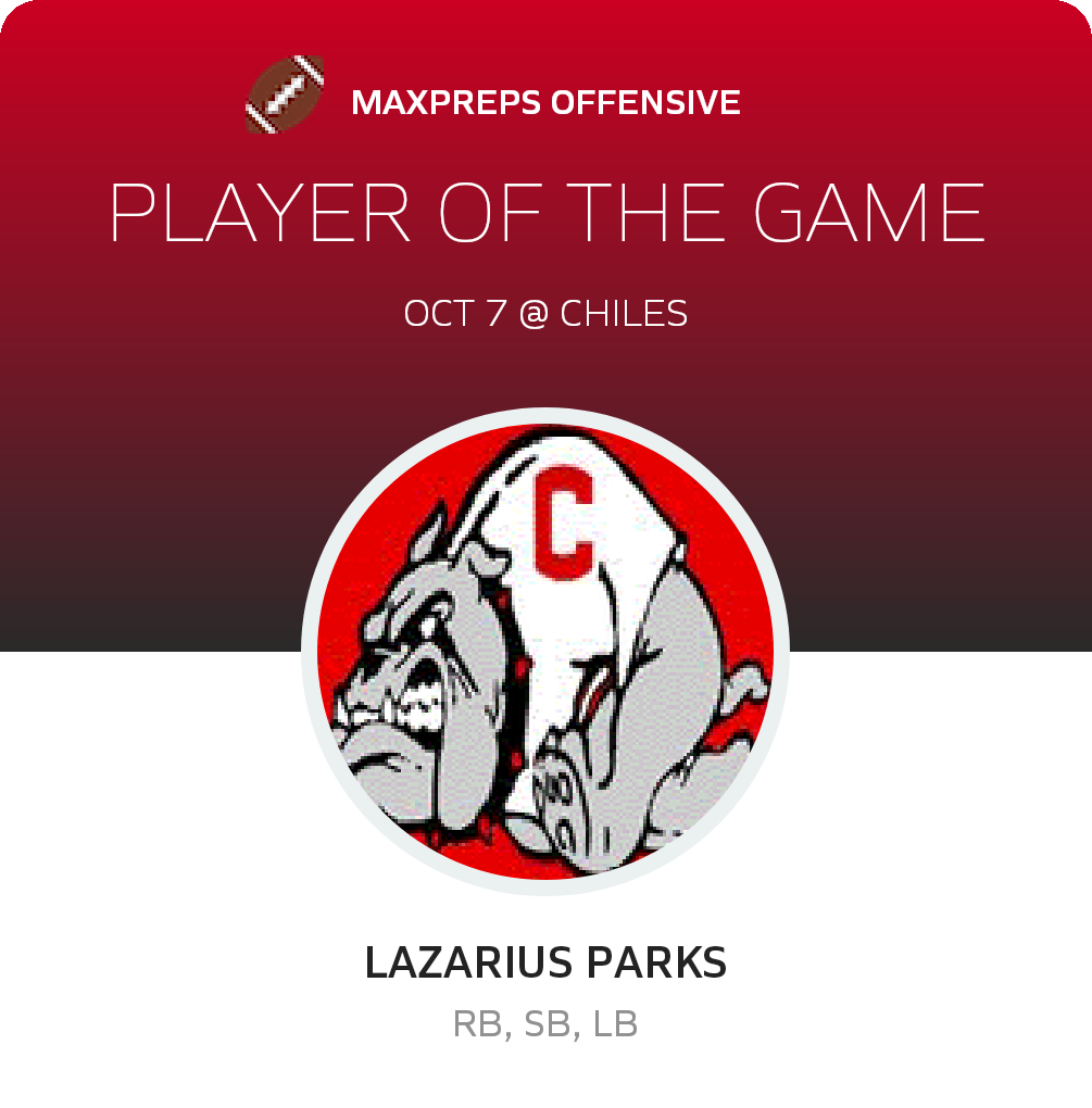 #3 Lazarius Parks Player of the Game badge