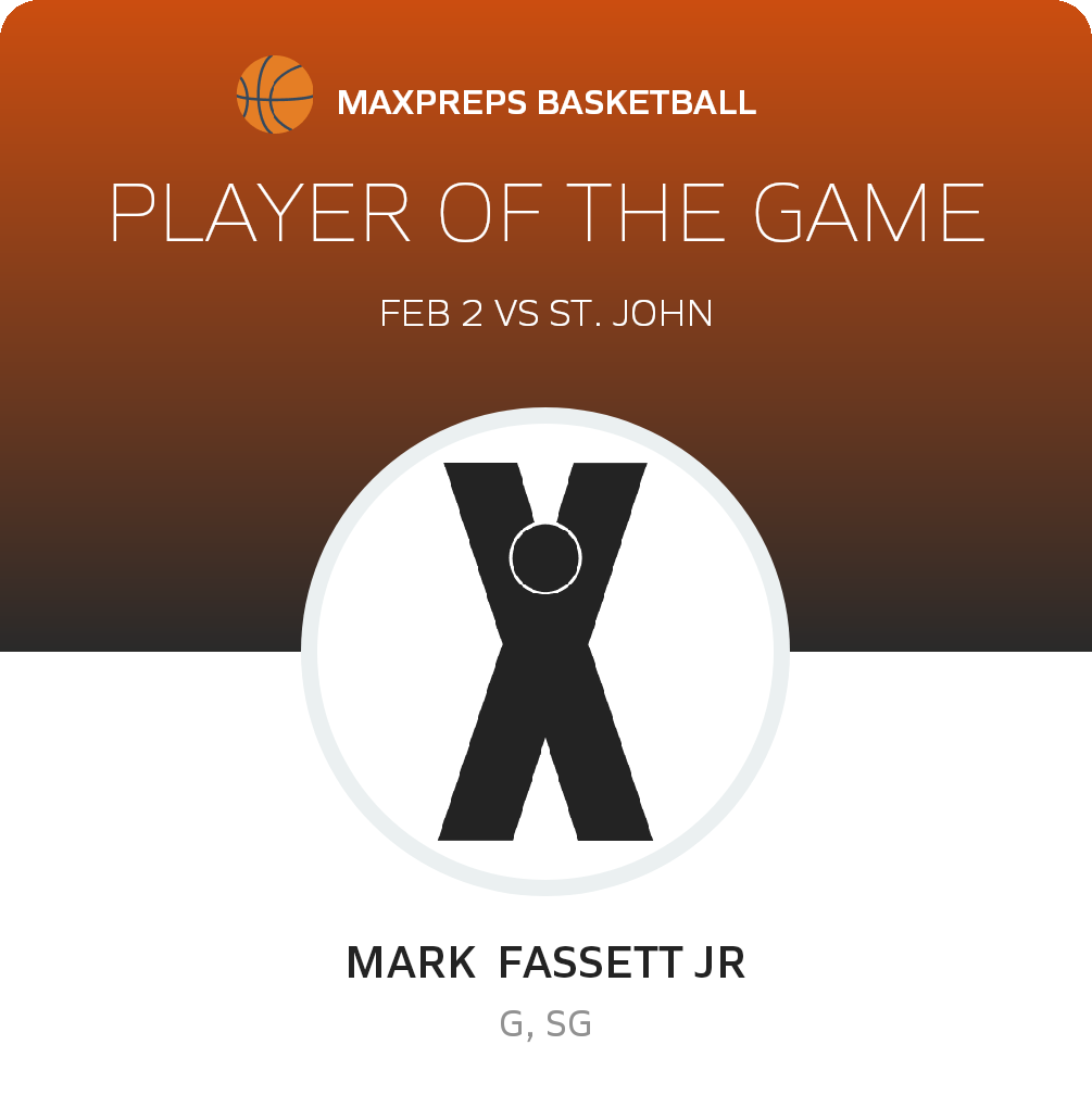 #21 Mark Fassett Jr Player of the Game badge