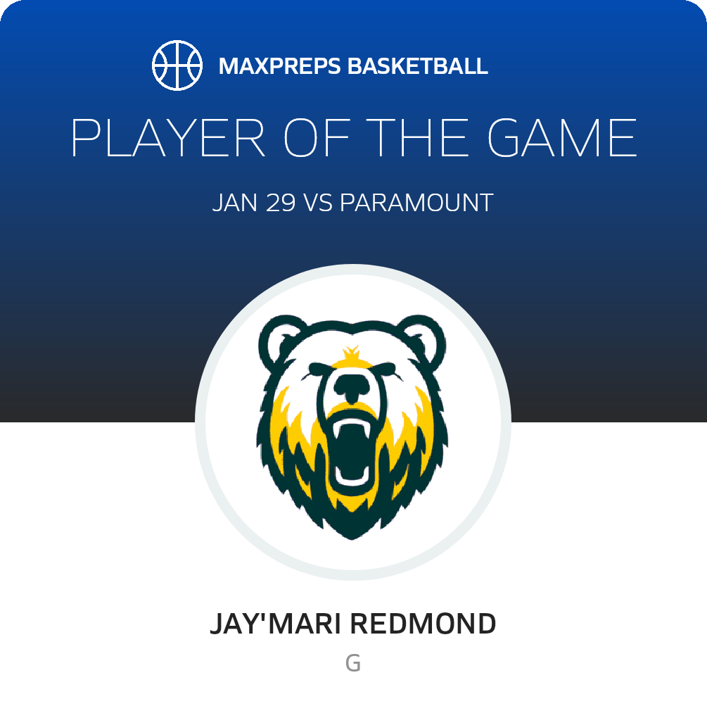 #3 Jay'Mari Redmond Player of the Game badge