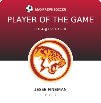 #27 Jesse Fineman Player of the Game badge