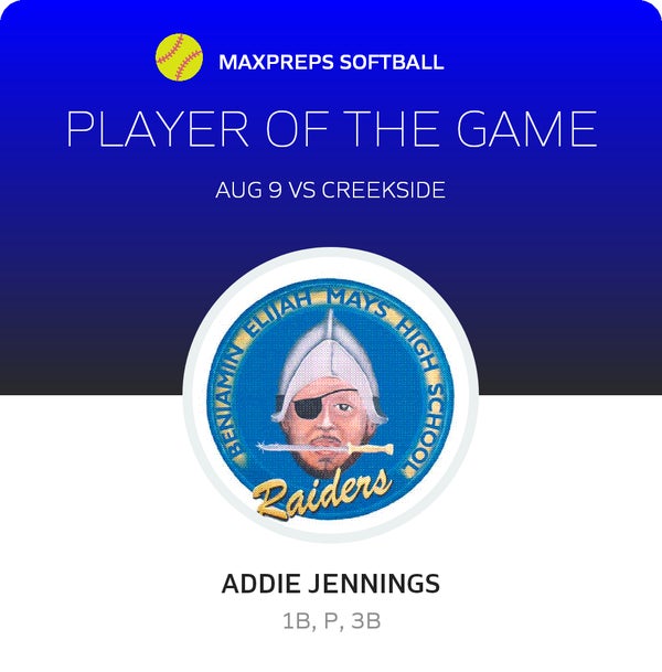 #18 Addie Jennings Player of the Game badge