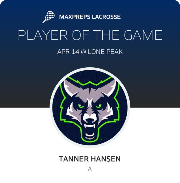 #3 Tanner Hansen Player of the Game badge