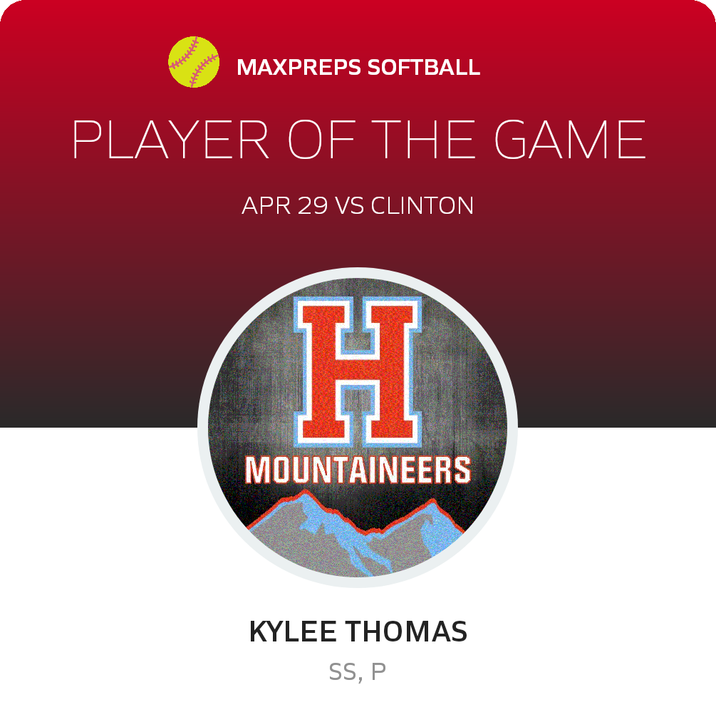 #10 Kylee Thomas Player of the Game badge