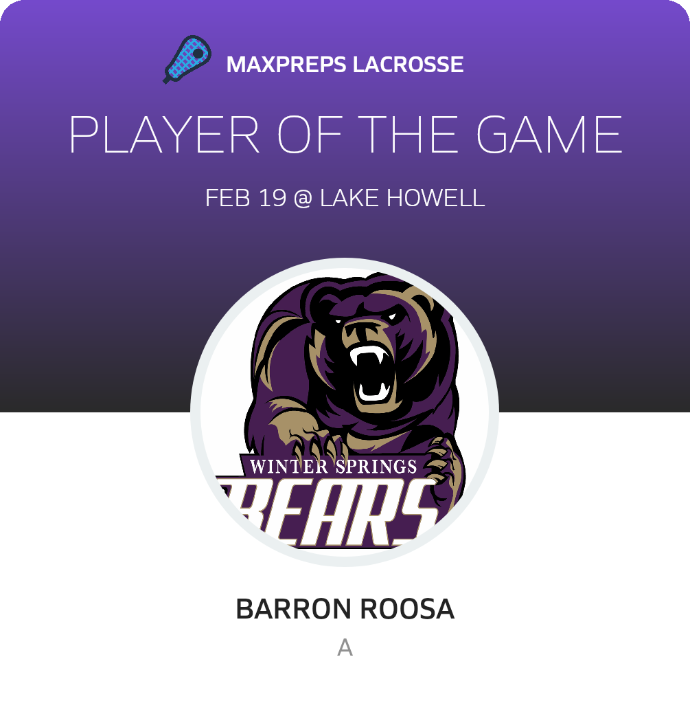 #14 Barron Roosa Player of the Game badge
