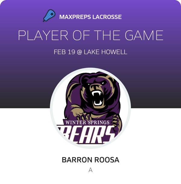 #14 Barron Roosa Player of the Game badge