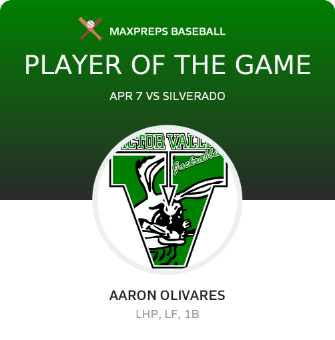 #9 Aaron Olivares Player of the Game badge