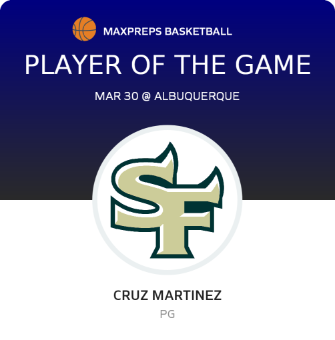 #3 Cruz Martinez Player of the Game badge
