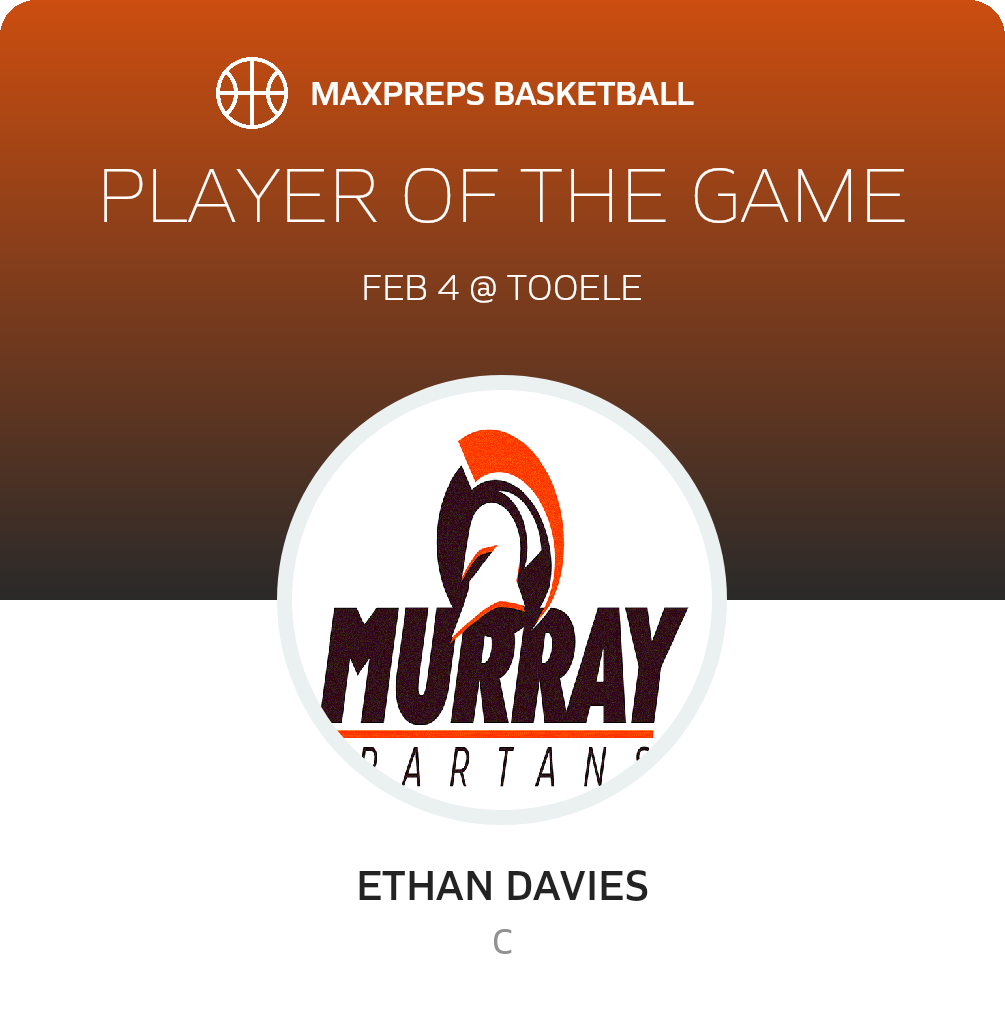 #15 Ethan Davies Player of the Game badge