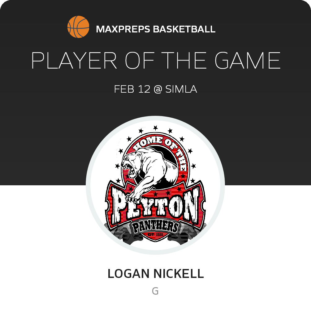 #30 Logan Nickell Player of the Game badge