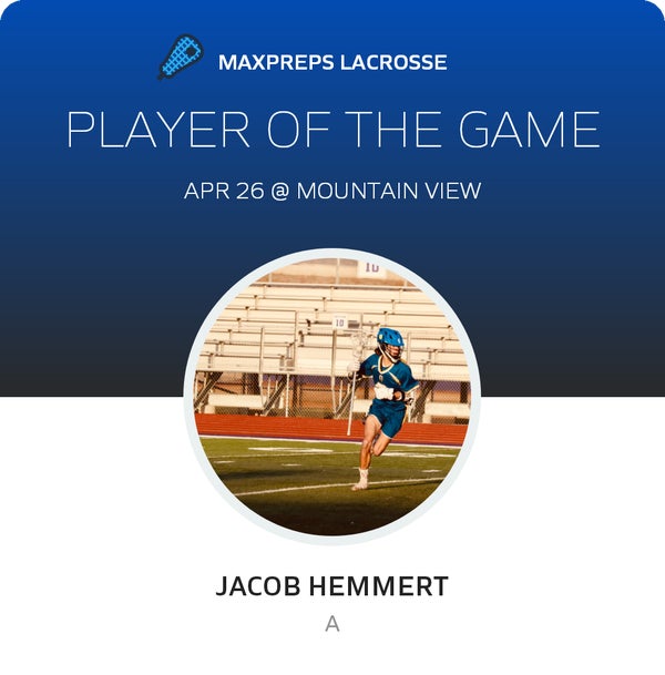 #9 Jacob Hemmert Player of the Game badge