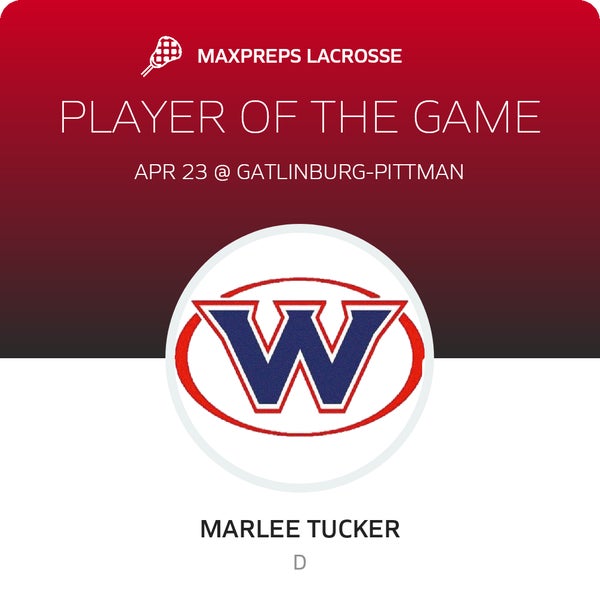 #20 Marlee Tucker Player of the Game badge