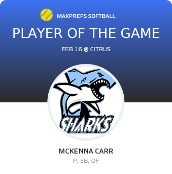 #14 McKenna Carr Player of the Game badge