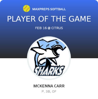 #14 McKenna Carr Player of the Game badge