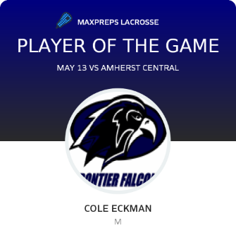 #13 Cole Eckman Player of the Game badge