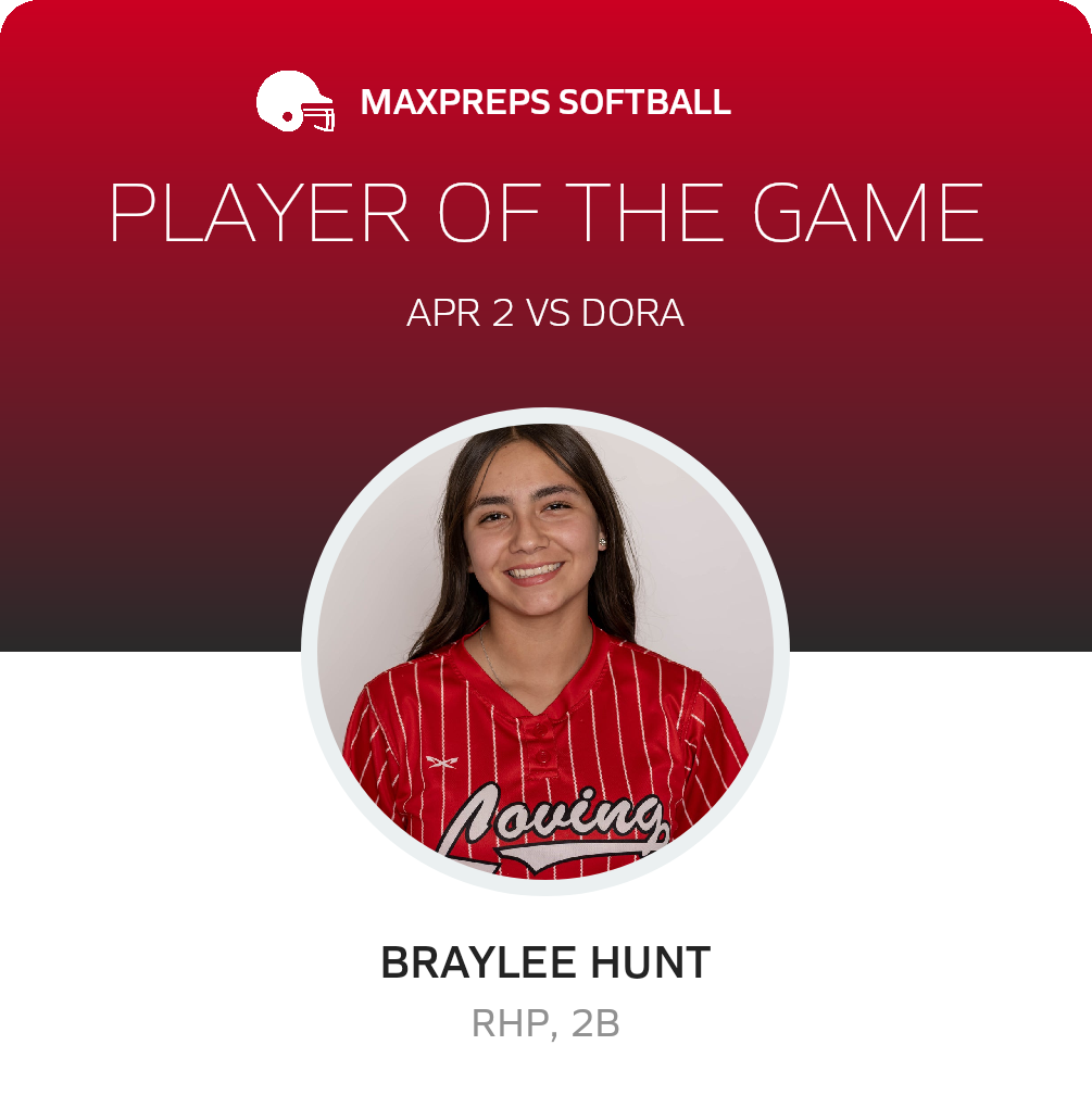 #7 Braylee Hunt Player of the Game badge