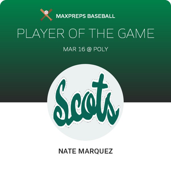 #9 Nate Marquez Player of the Game badge