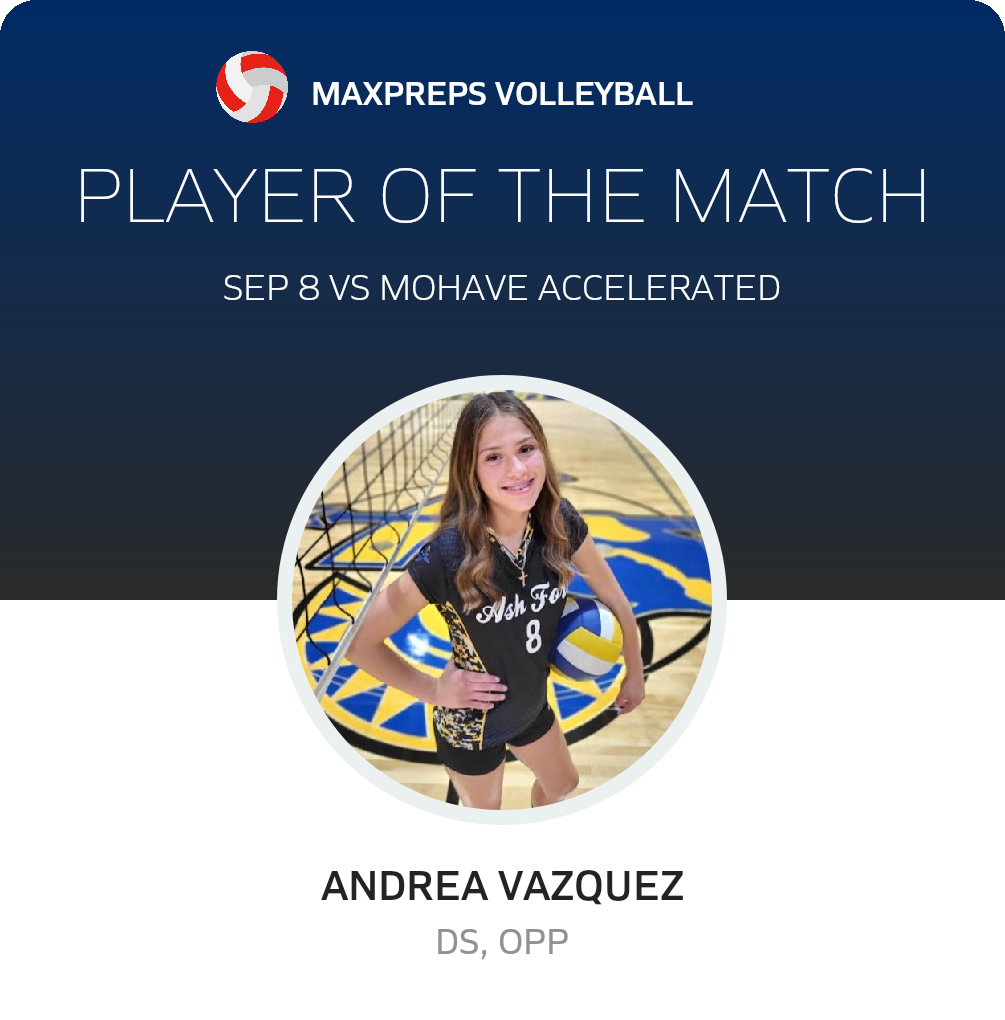 #8 Andrea Vazquez Player of the Game badge