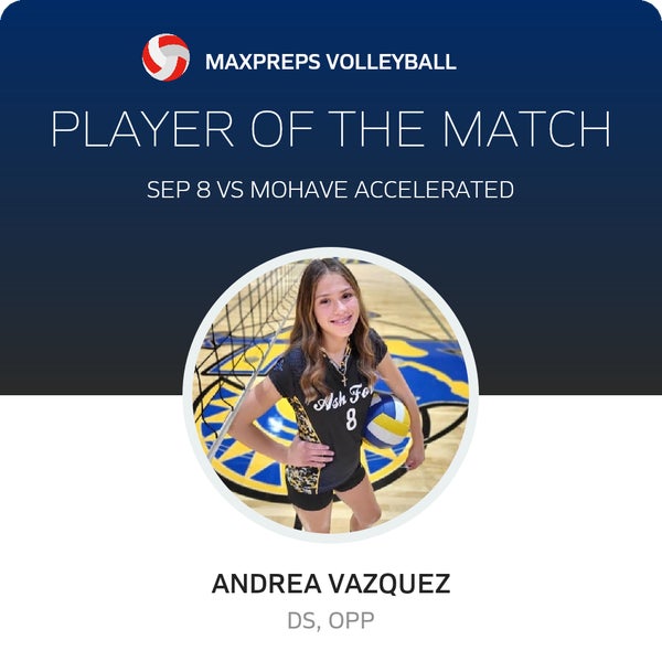 #8 Andrea Vazquez Player of the Game badge