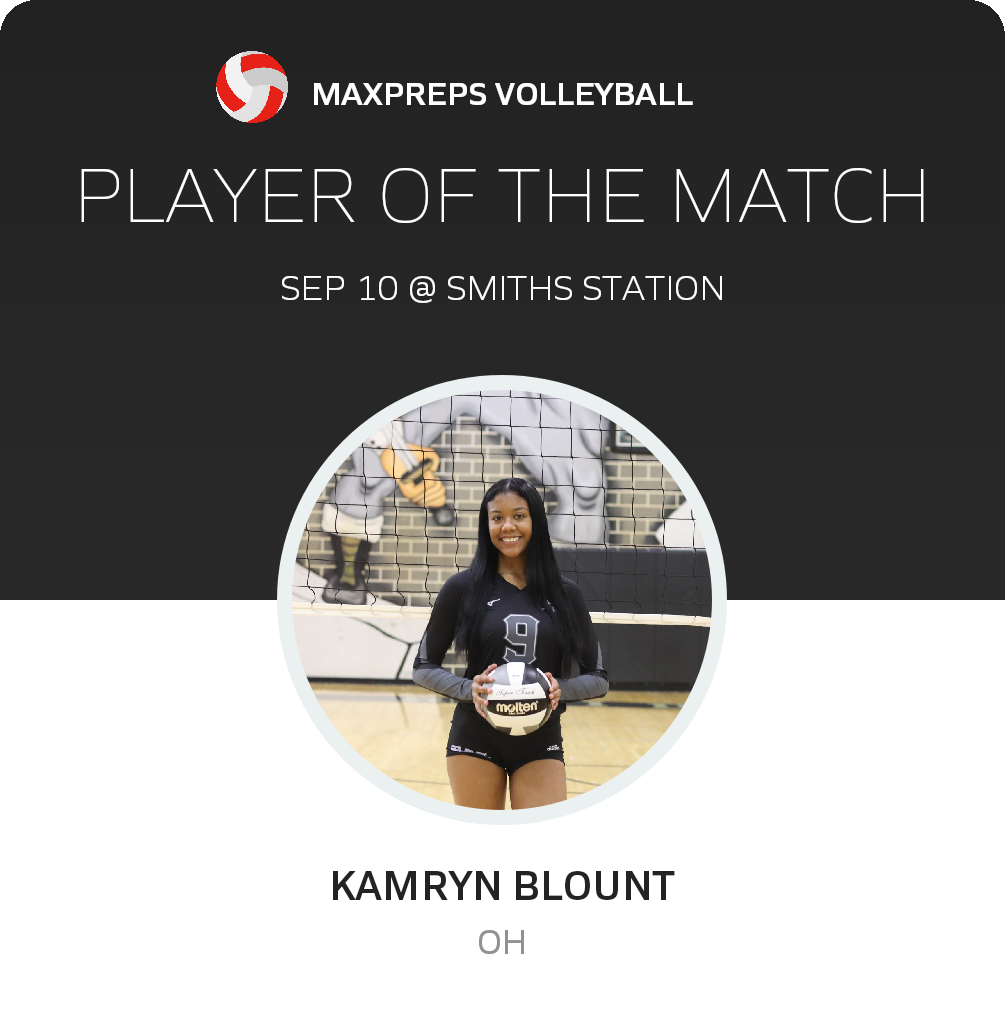 #9 Kamryn Blount Player of the Game badge