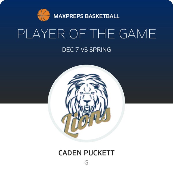 #23 Caden Puckett Player of the Game badge