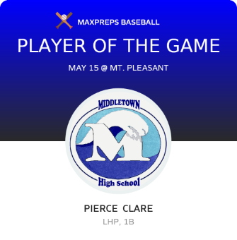 #7 Pierce  Clare Player of the Game badge