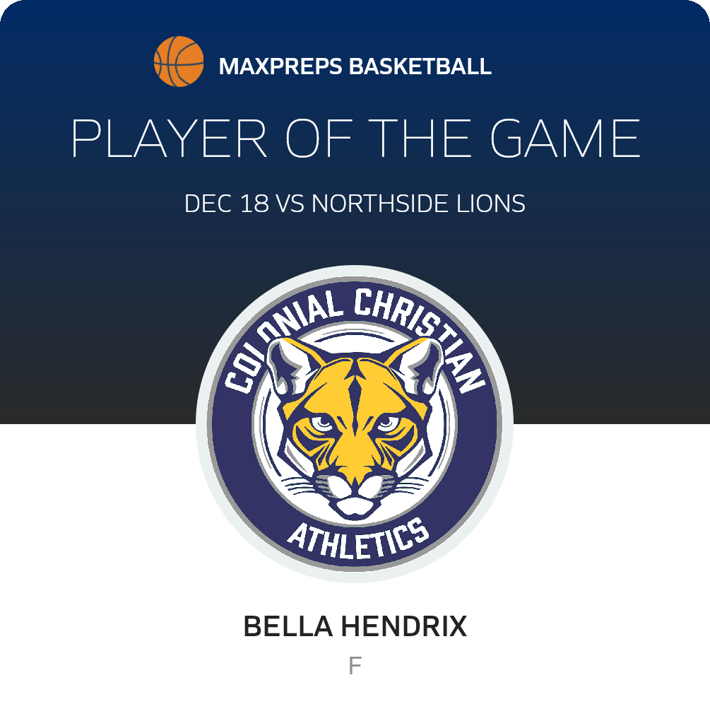 #21 Bella Hendricks Player of the Game badge