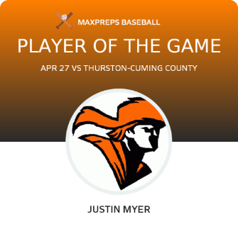 Justin Myer Player of the Game badge
