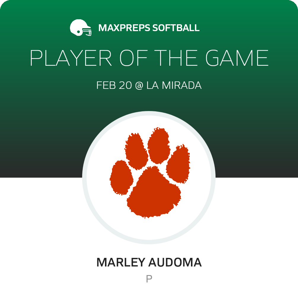 #13 Marley Audoma Player of the Game badge