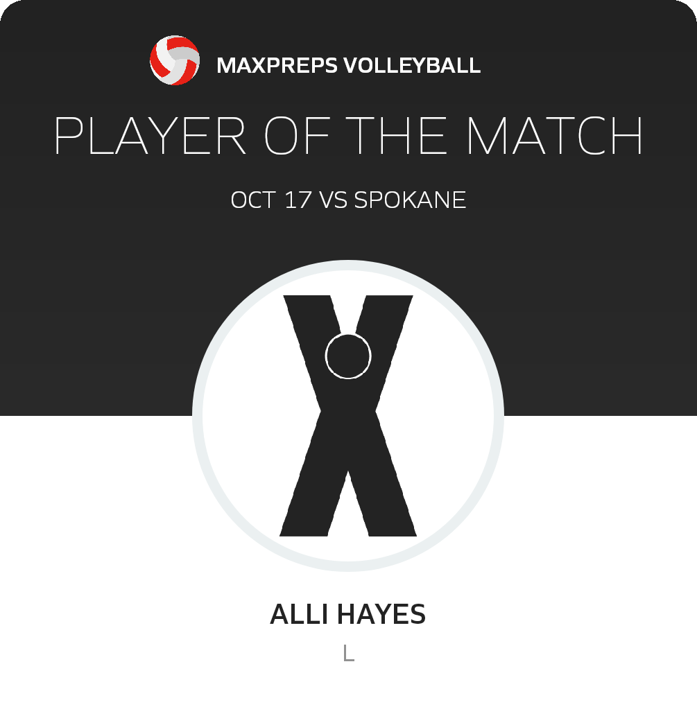 #2 Alli Hayes Player of the Game badge