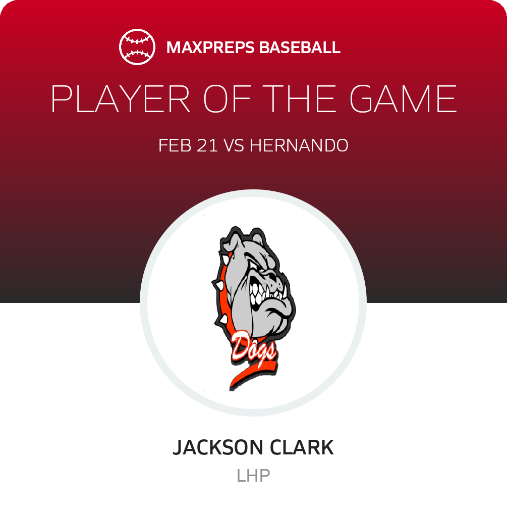 #27 Jackson Clark Player of the Game badge