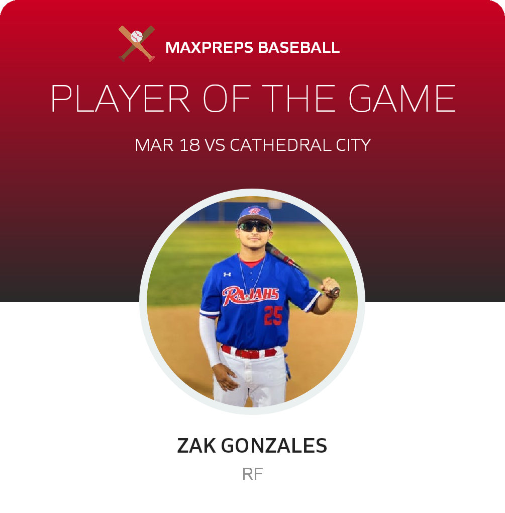 #25 Zak Gonzales Player of the Game badge