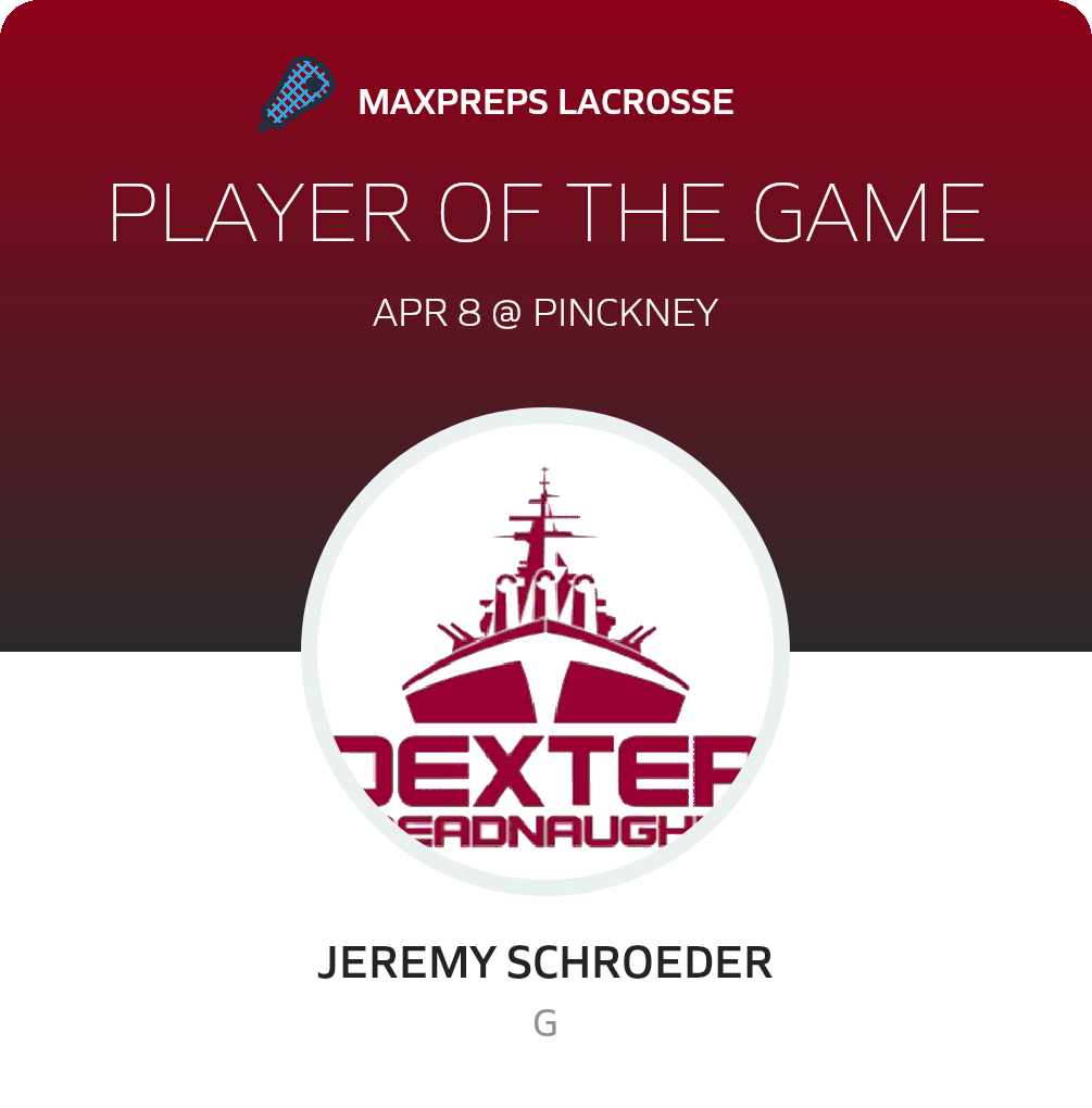 #20 Jeremy Schroeder Player of the Game badge