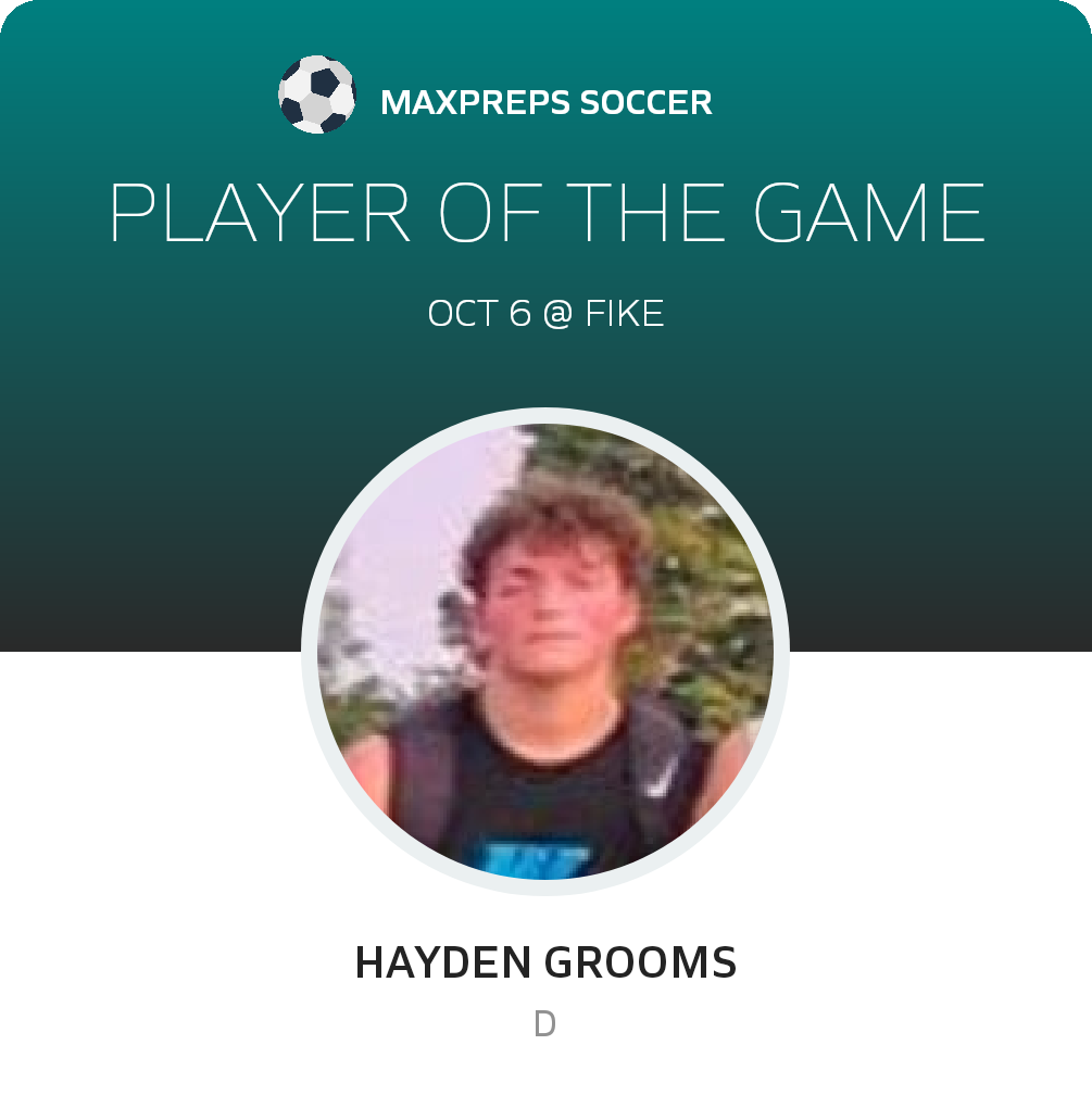 #6 Hayden Grooms Player of the Game badge