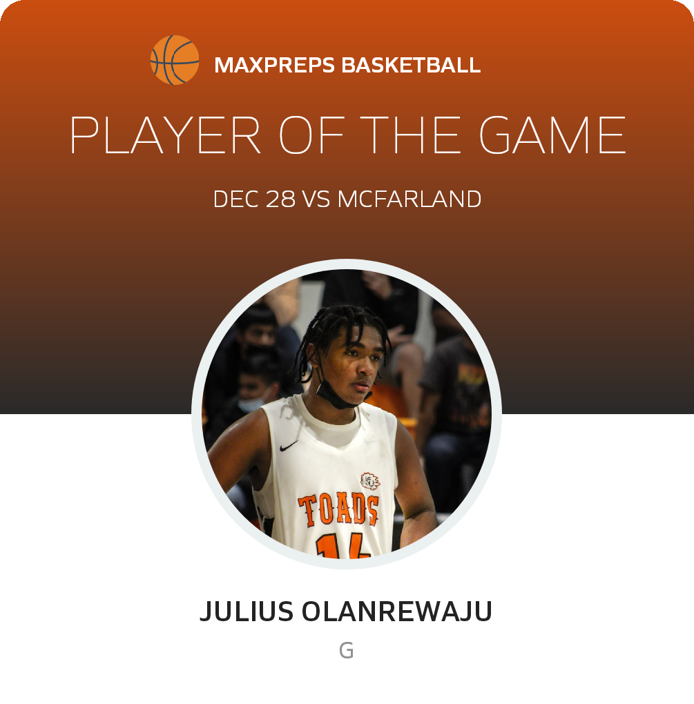 #14 Julius Olanrewaju Player of the Game badge