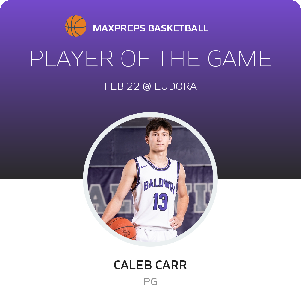 #13 Caleb Carr Player of the Game badge
