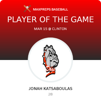 #6 Jonah Katsaboulas Player of the Game badge