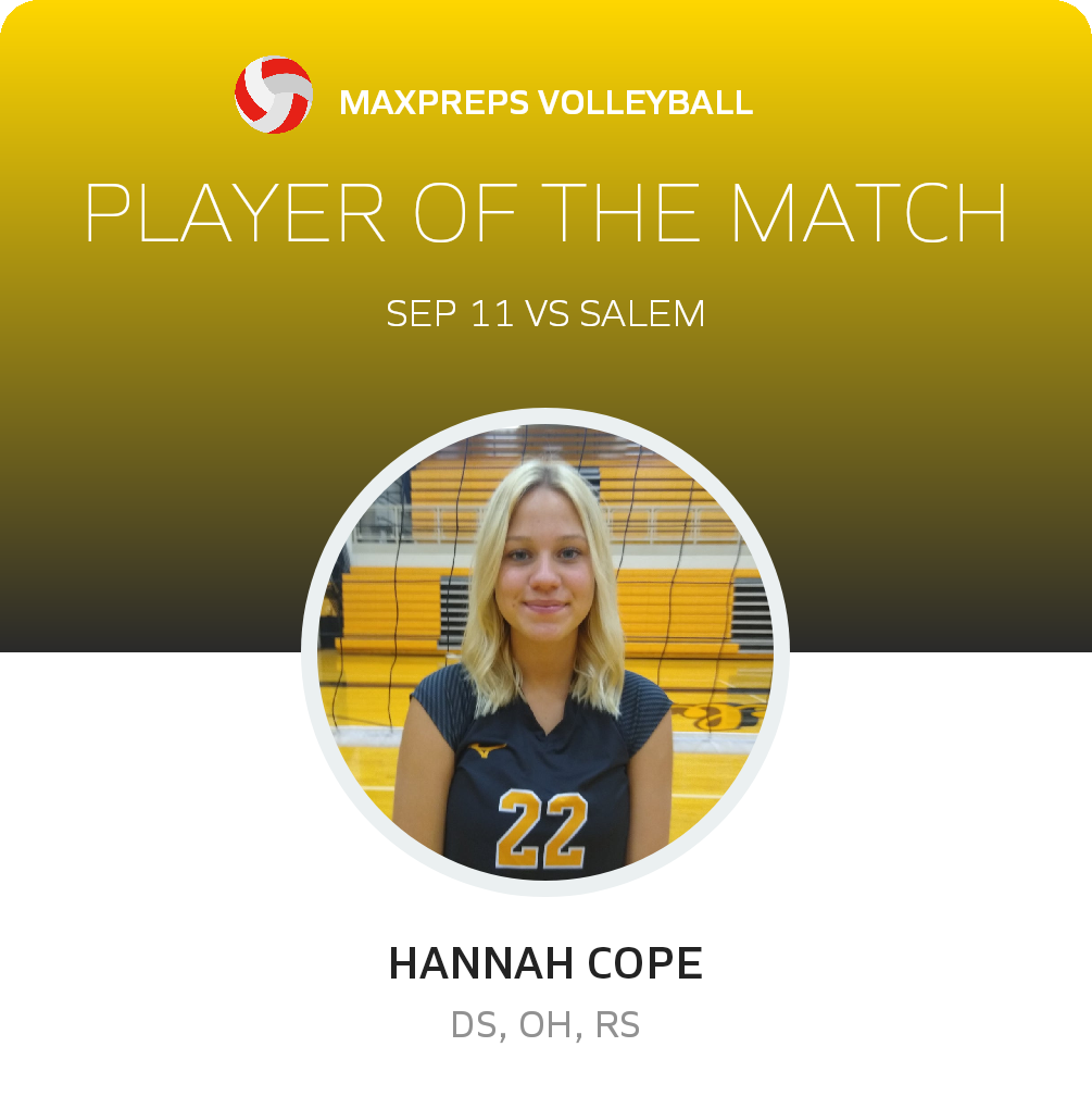 #22 Hannah Cope Player of the Game badge