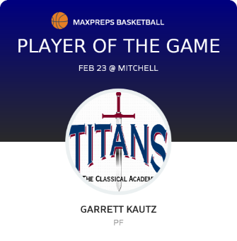 #10 Garrett Kautz Player of the Game badge