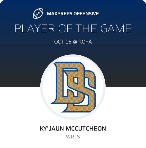 #85 Ky'Jaun McCutcheon Player of the Game badge
