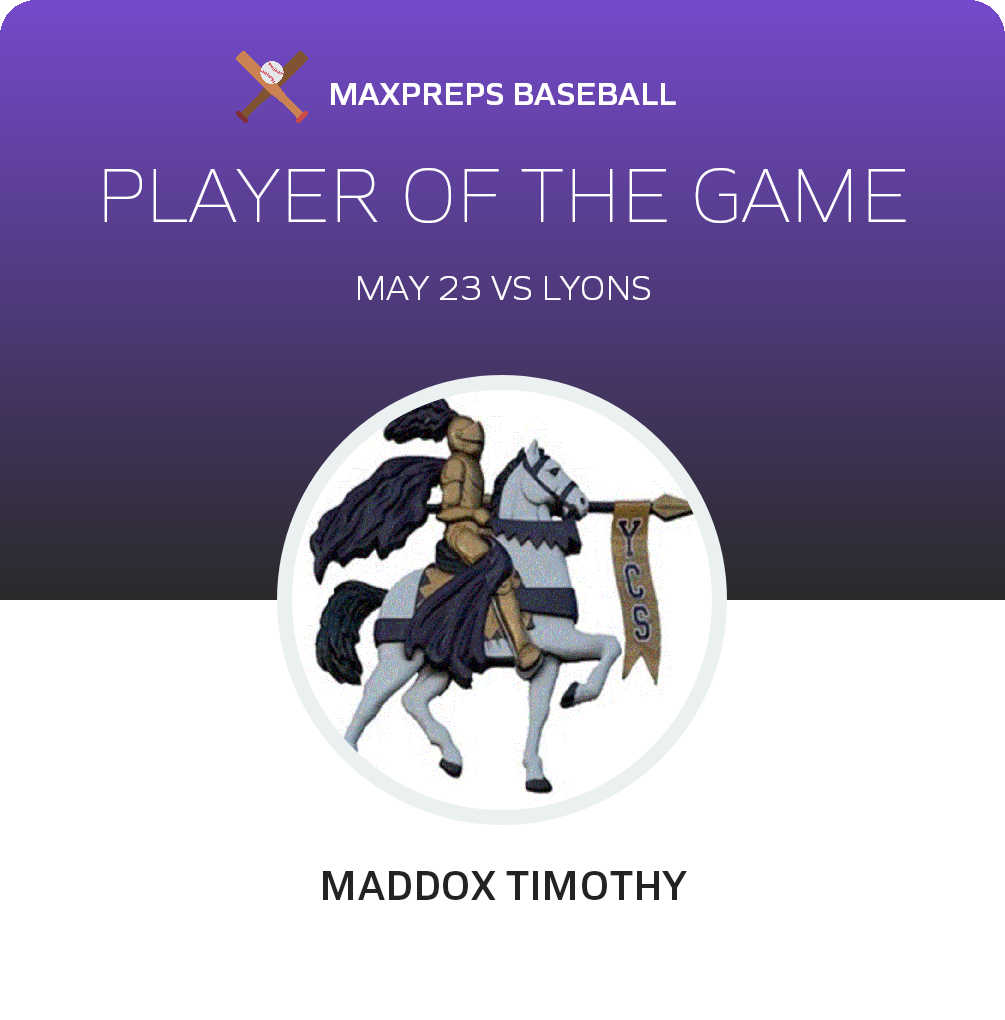 #5 Maddox Timothy Player of the Game badge