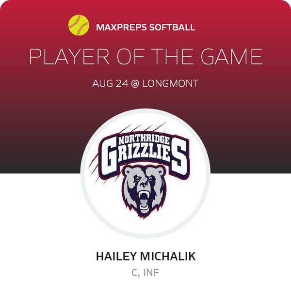 #20 Hailey Michalik Player of the Game badge