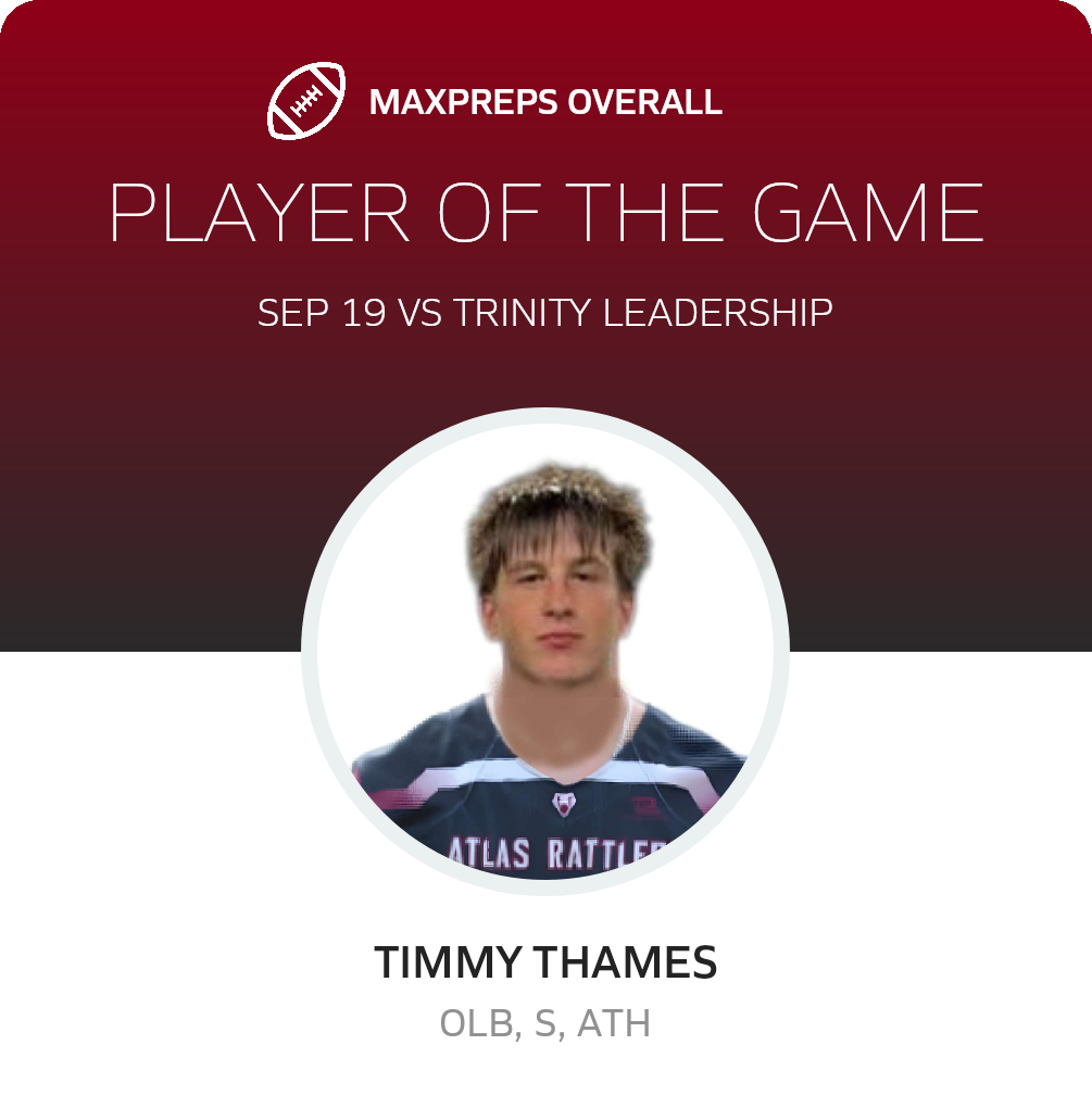 #12 Timmy Thames Player of the Game badge