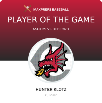 #4 Hunter Klotz Player of the Game badge