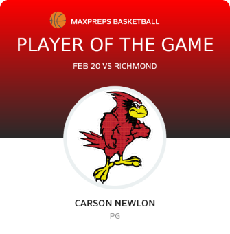 #23 Carson Newlon Player of the Game badge