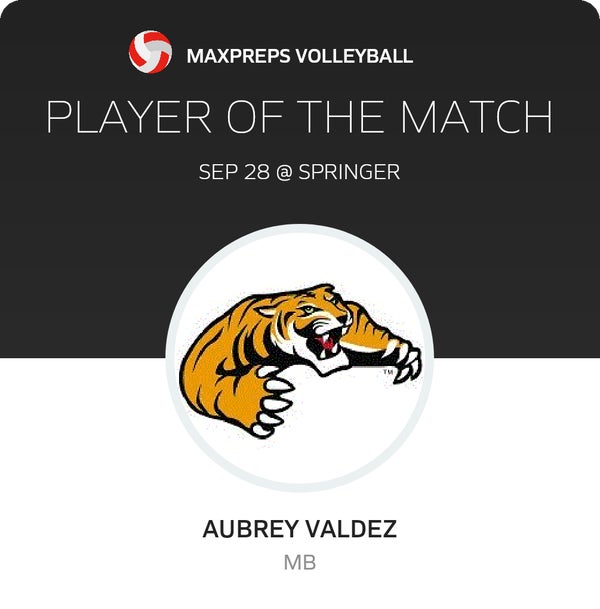 #8 Aubrey Valdez Player of the Game badge
