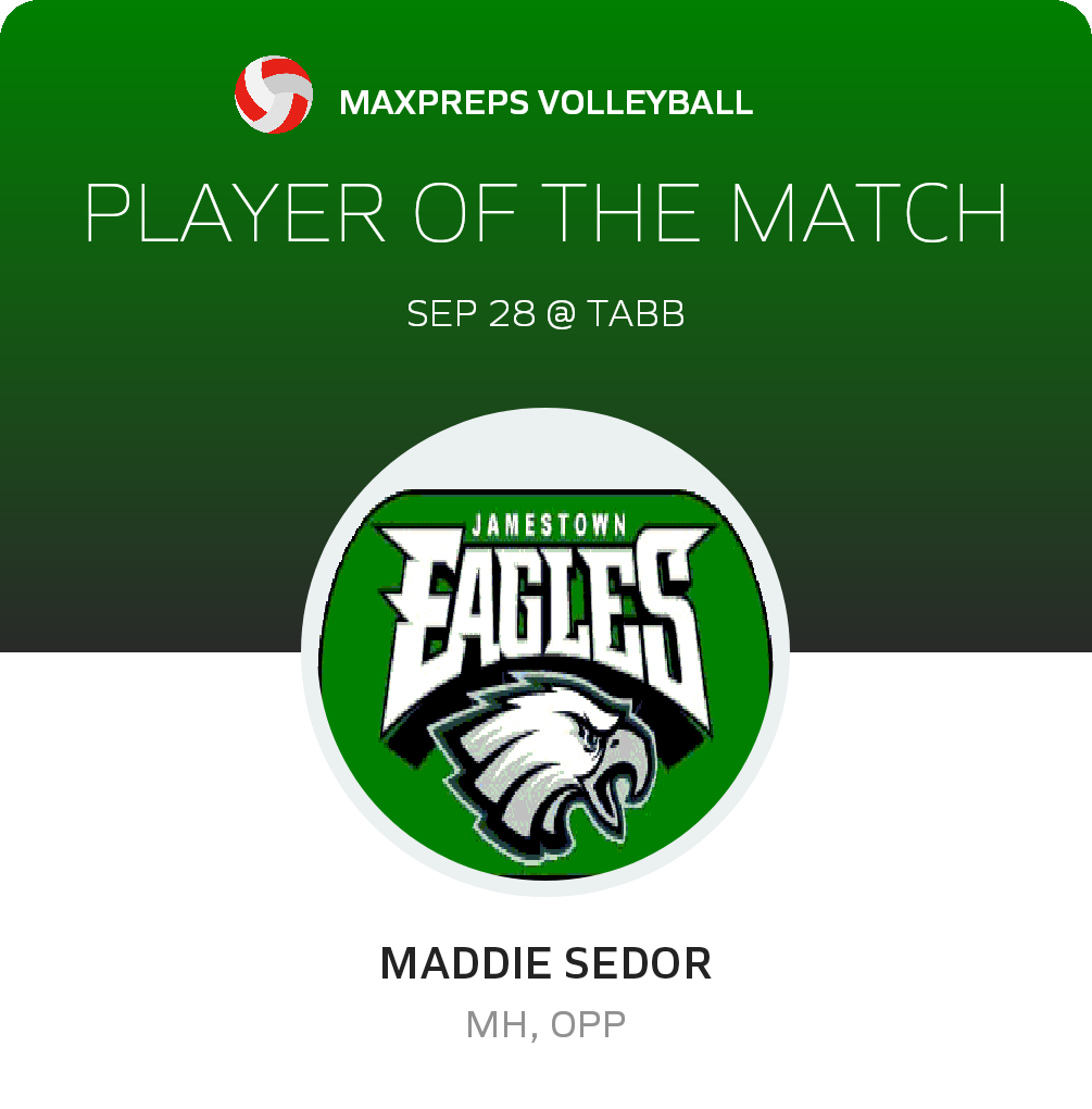 #9 Maddie Sedor Player of the Game badge