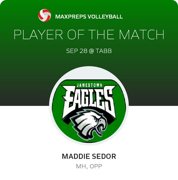 #9 Maddie Sedor Player of the Game badge