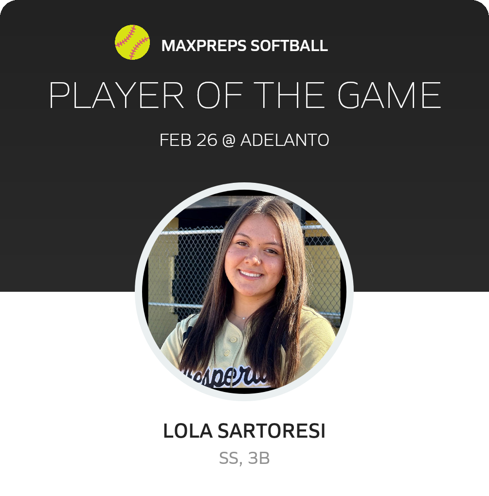 #12 LOLA SARTORESI Player of the Game badge